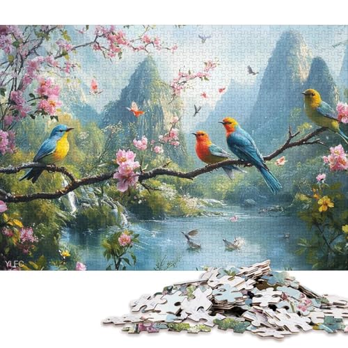 Vogelpuzzle, Lernspiele, Familienaktivitäten, Premium-Karton-Puzzle für Frauen und Männer, 70 x 50 cm, 1000 Teile von QBIREX