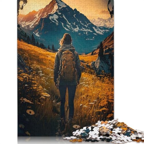Wanderer in der Berglandschaft, Puzzlespaß, Premium-Karton-Puzzle für Erwachsene und Teenager, 1000 Teile (75 x 50 cm) von QBIREX