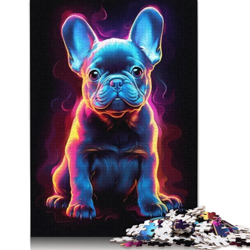 Wandkunst mit französischer Bulldogge, 520 Puzzles für Erwachsene, Lernspiel, Puzzlespiele für Erwachsene für Jungen oder Mädchen, 520 Teile (52 x 38 cm) von QBIREX