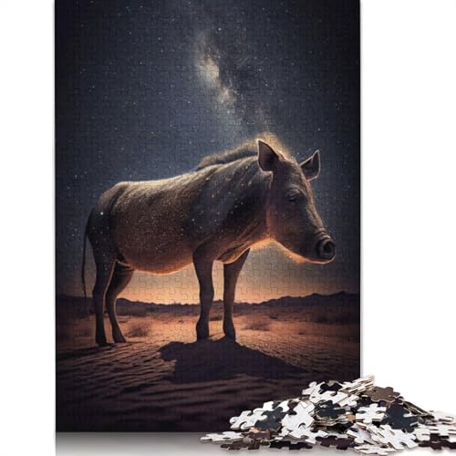 Warzenschwein unter den Sternen, Puzzle, farbenfroh, cool, für Kinder ab 12 Jahren, 1000 Teile (75 x 50 cm) von QBIREX