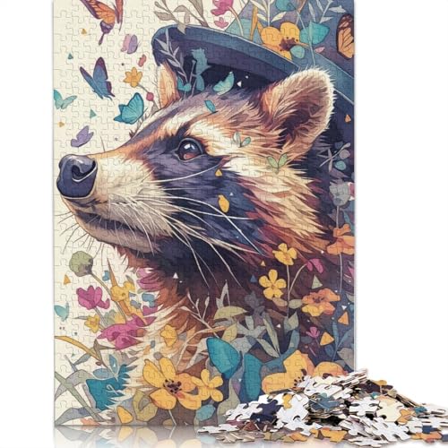 Waschbär-Faszination-Puzzle, kreative Spiele, 100% recycelter Karton, Puzzle für Erwachsene, 1000 Teile (75 x 50 cm) von QBIREX