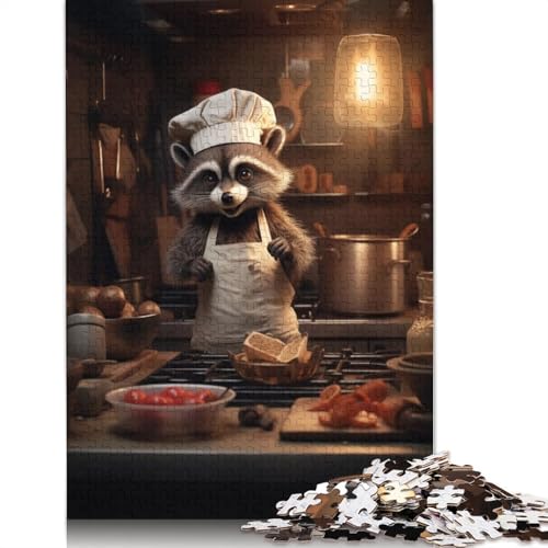 Waschbär-Küchenpuzzle für Erwachsene, Lernspiele, Puzzle für Erwachsene und Kinder, 1000 Teile (75 x 50 cm) von QBIREX