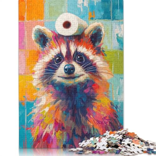 Waschbär mit Toilettenpapier-Puzzle, Dekompressionsspielzeug, 100% recycelter Karton, Puzzle für Erwachsene und Teenager, 1000 Teile (75 x 50 cm) von QBIREX
