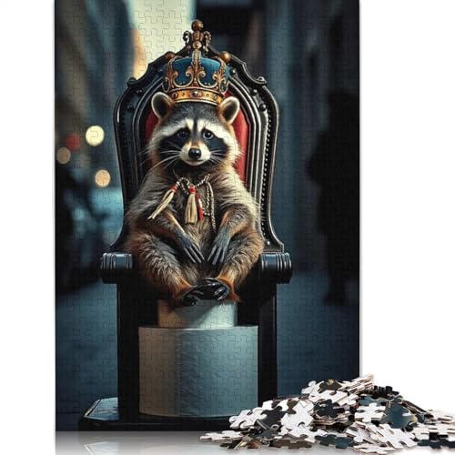 Waschbärkönig auf Toilettenpapierthron, Puzzle für Erwachsene, 1000-teiliges Puzzle für Teenager ab 12 Jahren, 1000 Teile (38 x 26 cm) von QBIREX