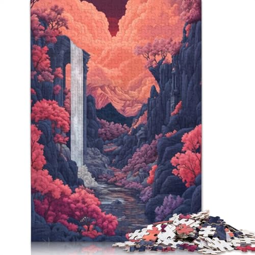 Wasserfall-Ruinental-Puzzle, präzises ineinandergreifendes rechteckiges Papierpuzzle für Erwachsene und Kinder, einzigartiges Geschenk, 1000 Teile (38 x 26 cm) von QBIREX