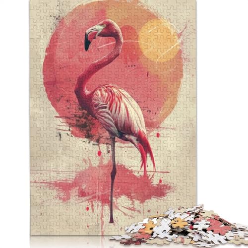 Watercolor Flamingo Puzzle 1000 Teile Schwer Puzzle Spielzeug Lernspiel Impossible Herausforderungsspielzeug Für Erwachsene Kinder 1000pcs (75x50cm) von QBIREX