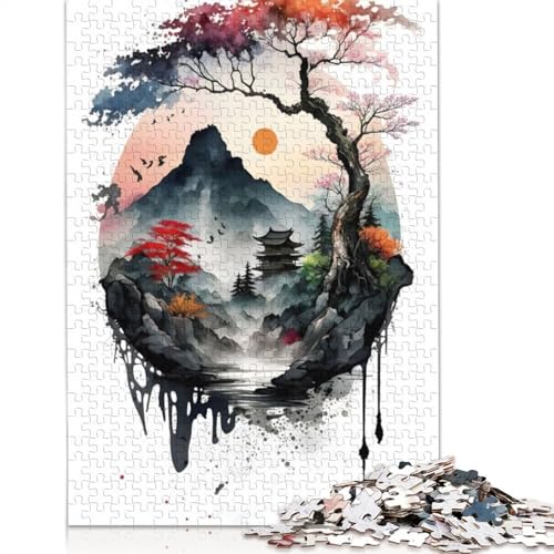 Watercolors Japanese 4 Puzzles für Erwachsene, 1500 Teile, anspruchsvolle Familienspiele, Denkspiele für Kinder ab 12 Jahren, 1500 Teile (85 x 57 cm) von QBIREX