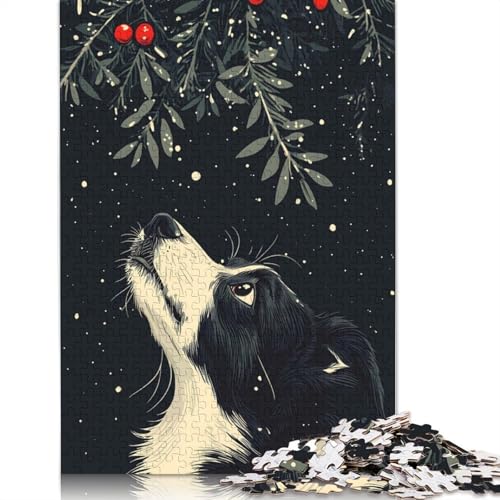 Weihnachts-Hunde-Puzzle, schwierige Herausforderung, 100 Prozent recycelter Karton, Puzzle für Erwachsene, Teenager, 1000 Teile (75 x 50 cm) von QBIREX