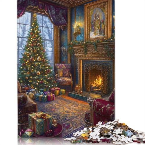 Weihnachts-Puzzle mit Kaminmalerei, 100% recycelter Karton, Puzzle für Jungen oder Mädchen, 1000 Teile (38 x 26 cm) von QBIREX
