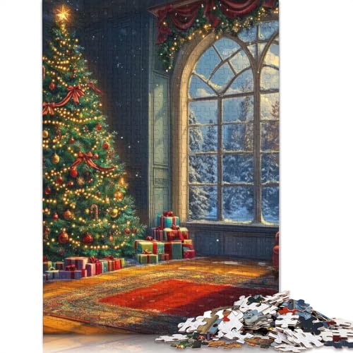 Weihnachts-Raumdekor-Puzzle, rechteckig, Pappe, Papier, rechteckig, Puzzle für Erwachsene und Kinder, 1000 Teile (38 x 26 cm) von QBIREX