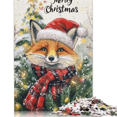Weihnachtsfuchs-Aquarell-Puzzle, schwierige Herausforderung, 100% recycelter Karton, Puzzle für Erwachsene, Teenager, 1000 Teile (26 x 38 cm) von QBIREX
