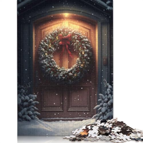 Weihnachtskranz-Puzzle, schwierig, 100% recycelter Karton, Puzzle für Frauen und Männer, 1000 Teile (38 x 26 cm) von QBIREX
