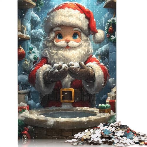 Weihnachtsmann-Illustrations-Puzzle, Denksportaufgabe, Premium-Karton-Puzzle für Kinder und Erwachsene, 1000 Teile (75 x 50 cm) von QBIREX