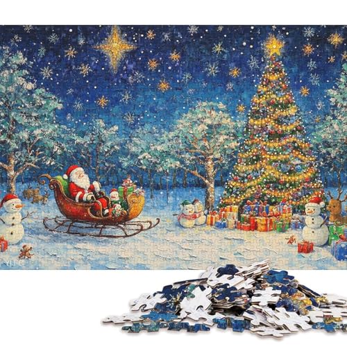 Weihnachtsmann-Puzzle, rechteckig, Pappe, Papier, rechteckig, Puzzle für Erwachsene und Kinder, 70 x 50 cm, 1000 Teile von QBIREX