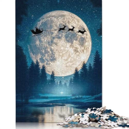 Weihnachtsmann-Rentierschlitten-Fliegen-Puzzle, schwierige Herausforderung, 100% recycelter Karton, Puzzle für Kinder und Erwachsene, 1000 Teile (38 x 26 cm) von QBIREX