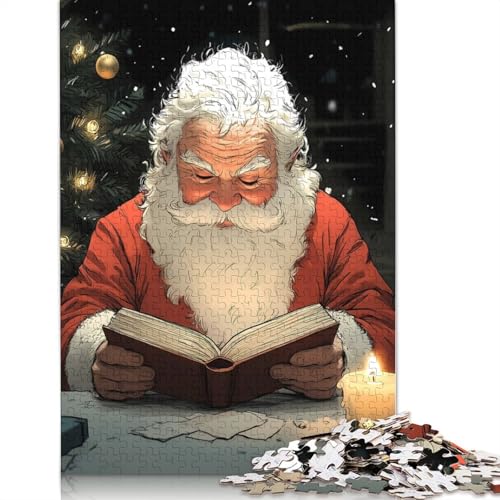 Weihnachtspuzzle „Der Weihnachtsmann liest bei Kerzenschein“, präzises, ineinandergreifendes rechteckiges Papierpuzzle Jungen oder Mädchen, 1000 Teile (38 x 26 cm) von QBIREX