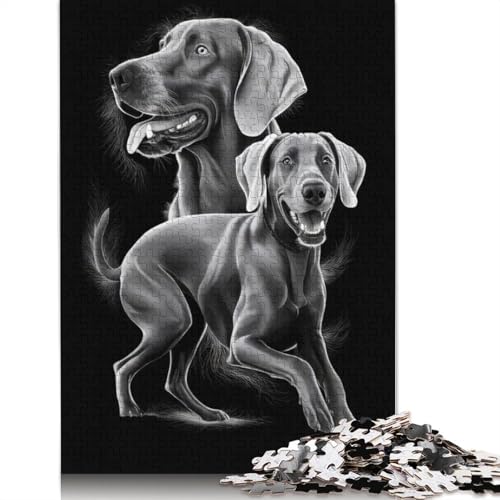 Weimaraner Dog Portrait Puzzles 1000-teilige Schwer Puzzle Spielzeug Lernspiel Impossible Herausforderungsspielzeug Für Erwachsene Kinder 520pcs (52x38cm) von QBIREX
