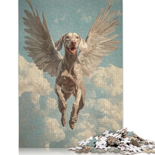 Weimaraner-Engel, Erinnerung an den Verlust eines Haustiers, Kunst, Hund mit Flügeln, Puzzle, kreative Spiele, Karton-Puzzle, 1000 Teile (75 x 50 cm) von QBIREX