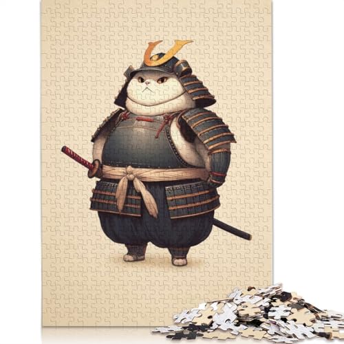 Weiße Katze Samurai Puzzles Bunte Coole Puzzles für Kinder ab 12 Jahren 1000 Teile (75x50cm) von QBIREX