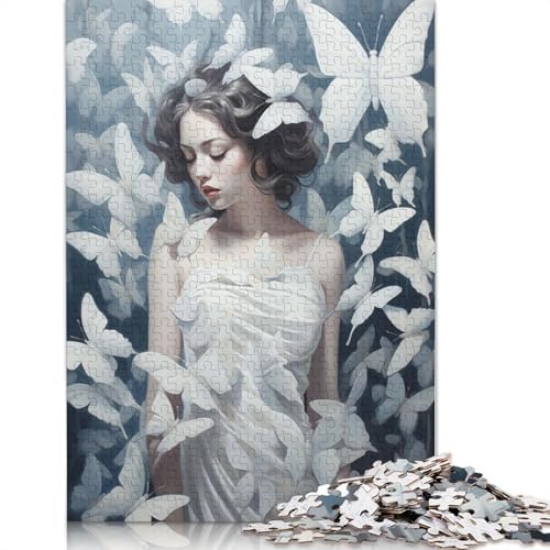 Weiße Schmetterlinge Puzzle Dekompressionsspielzeug Rechteckiges Papierpuzzle für Kinder und Erwachsene ab 12 Jahren 1000 Teile (26 x 38 cm) von QBIREX