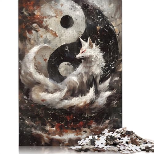Weißer Fuchs und Yin Yang, 1000-teiliges Puzzle, ab 18 Jahren, Lernspiele, Puzzles für Erwachsene für Frauen, für Kinder ab 12 Jahren, 1000 Teile (75 x 50 cm) von QBIREX