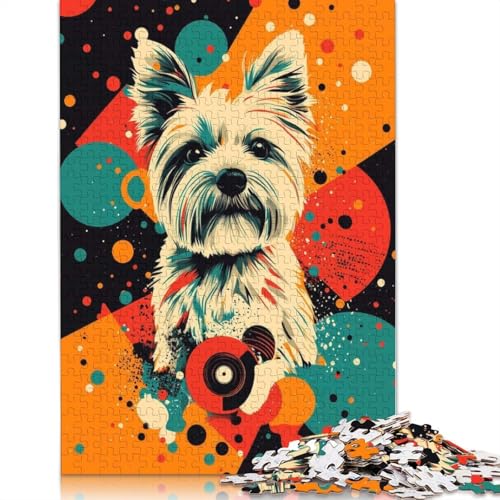 Weißer West Highland Terrier, Pop-Art-Druck, Verspieltes Hundedekor-Puzzle, Familienspaß, Papierpuzzle für Jungen oder Mädchen, 1000 Teile (38 x 26 cm) von QBIREX
