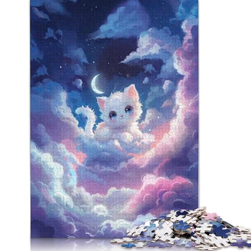Weißes Kätzchen, Traumwelt, 1000 Teile, Papierpuzzle für Erwachsene, Puzzle, Lernspiel, Herausforderungsspielzeug, 1000 Teile (38 x 26 cm) von QBIREX