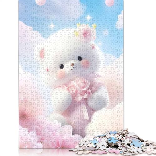 Weißes Teddybär-Puzzle, 1000 Teile, für Erwachsene und Jugendliche ab 12 Jahren, 1000 Teile (38 x 26 cm) von QBIREX