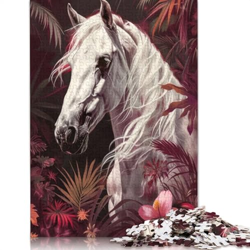 Weißes arabisches Pferd, Puzzlespielzeug für Erwachsene, Lernspiel, Puzzlespiele für Erwachsene für Frauen und Männer, 520 Teile (52 x 38 cm) von QBIREX