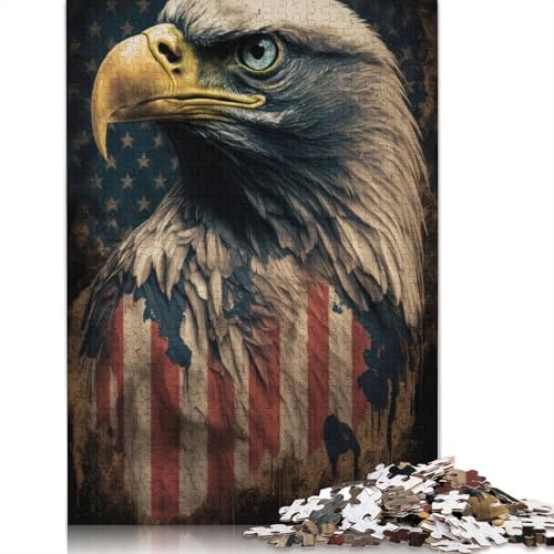 Weißkopfseeadler-Puzzle, Dekompressionsspielzeug, rechteckiges Papierpuzzle für Kinder und Erwachsene ab 12 Jahren, 1000 Teile (26 x 38 cm) von QBIREX