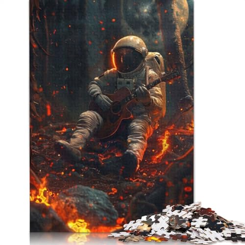 Weltraum-Astronauten-Musik-Puzzle, einzigartige Heimdekoration, 100% recycelter Karton, Puzzle für Jungen oder Mädchen, 1000 Teile (26 x 38 cm) von QBIREX