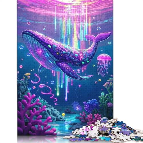 Whale Puzzle 1000-teilige Schwer Puzzle Spielzeug Lernspiel Impossible Herausforderung Spielzeug Für Erwachsene Kinder 1000pcs (75x50cm) von QBIREX