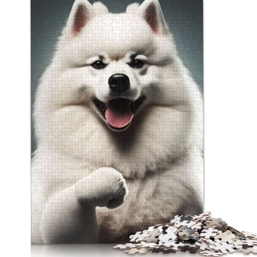 White Dog Puzzle DIY Spiel Papier Rechteckiges Puzzle für Jungen oder Mädchen Geburtstagsgeschenk 1000 Teile (26x38cm) von QBIREX