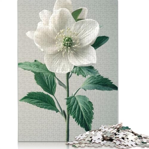 White Flowers Poster Puzzle 1000 Teile Schwer Puzzle Spielzeug Pädagogisches Spiel Impossible Herausforderung Spielzeug Für Erwachsene Kinder 1000pcs (40x28cm) von QBIREX
