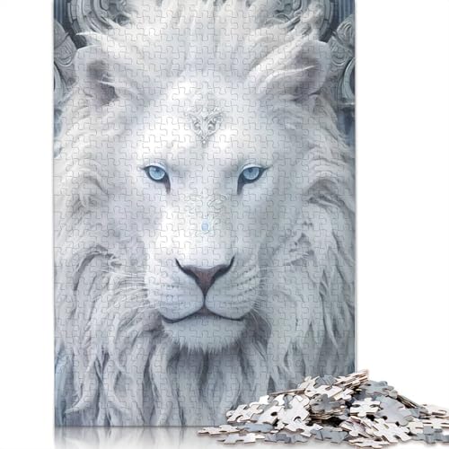 White Lion Puzzle DIY-Spiel, rechteckiges Papierpuzzle für Jungen oder Mädchen, Geburtstagsgeschenk, 1000 Teile (75 x 50 cm) von QBIREX