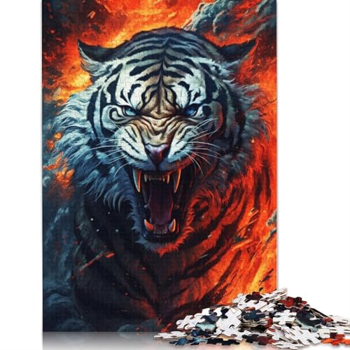 White Tiger Horror Puzzle, anpassbare Bilder, 100% recycelter Karton, Puzzle für Erwachsene und Teenager, einzigartiges Geschenk, 1000 Teile (26 x 38 cm) von QBIREX