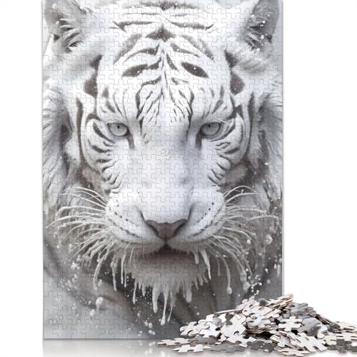 White Tiger Puzzle, 100% Recyclingkarton, 100% Recyclingkarton, Puzzle für Jungen oder Mädchen, 1000 Teile (26 x 38 cm) von QBIREX