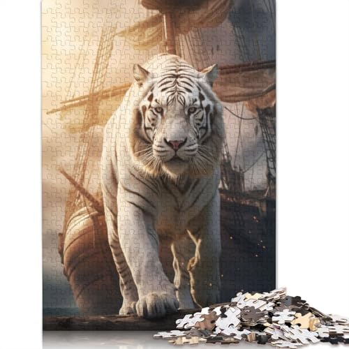 White Tiger Segelboot 1000-teiliges Puzzle, ab 18 Jahren, Lernspiele, Puzzles für Erwachsene, für Frauen, für Kinder ab 12 Jahren, 1000 Teile (75 x 50 cm) von QBIREX