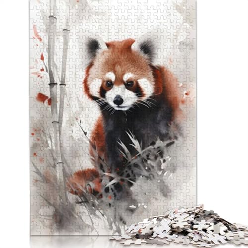 Wilder Roter Panda, Tintenwaschpuzzle für Erwachsene, einzigartige Heimdekoration, Herrenpuzzle, Geschenke für Erwachsene und Teenager, 1000 Teile (75 x 50 cm) von QBIREX