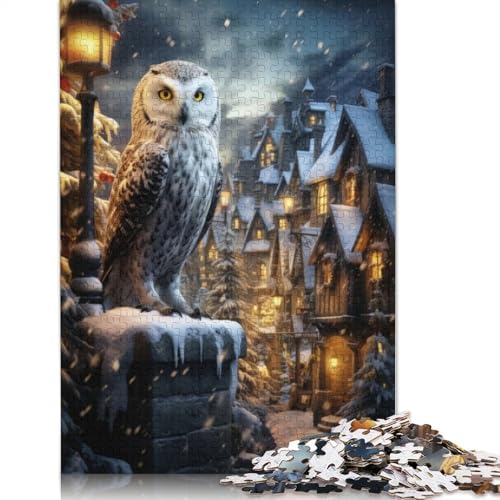 Winter Owl Puzzle 1000 Teile Schwer Puzzle Spielzeug Pädagogisches Spiel Impossible Herausforderung Spielzeug Für Erwachsene Kinder 1000pcs (75x50cm) von QBIREX