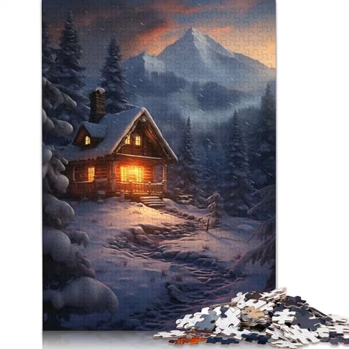 Winter Wonderland Cabin Puzzle zum Stressabbau, 100% recycelter Karton, Puzzle für Erwachsene und Kinder, einzigartiges Geschenk, 1000 Teile (75 x 50 cm) von QBIREX