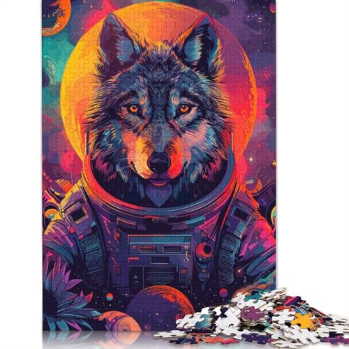 Wolf-Astronauten-Weltraum-Puzzle, 1000 Teile, für Teenager, Geschenke, Papierpuzzle, Puzzle für Erwachsene, Lernspiele für Zuhause, DIY-Spielzeug, 1000 Teile (75 x 50 cm) von QBIREX