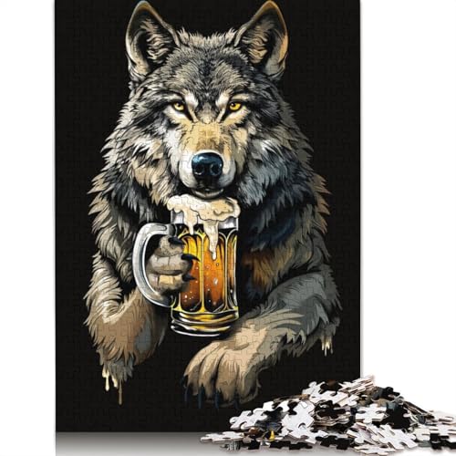 Wolf Beer Puzzle 1000-teilige Schwer Puzzle Spielzeug Pädagogisches Spiel Impossible Herausforderung Spielzeug Für Erwachsene Kinder 520pcs (52x38cm) von QBIREX