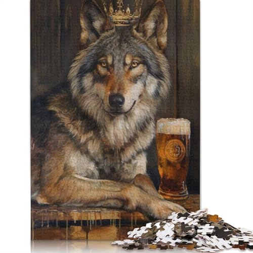 Wolf King Crown Pint Bier Puzzle DIY Spiel Papier Rechteckiges Puzzle für Jungen oder Mädchen Geburtstagsgeschenk 1000 Teile (75x50cm) von QBIREX