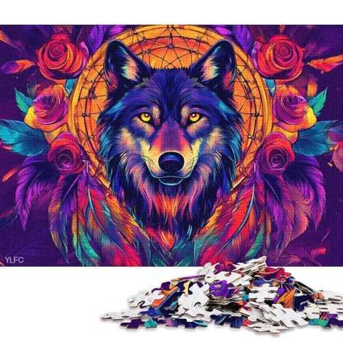 Wolf-Puzzle, rechteckig, Pappe, 100% recycelter Karton, Puzzle für Erwachsene und Kinder, Tagesgeschenke, 70 x 50 cm, 1000 Teile Wolf-Puzzle, rechteckig, Pappe, 100% recycelter Karton, Puzzle für Erwachsene und Kinder, Tagesgeschenke, 70 x 50 cm, 1000 Teile von QBIREX