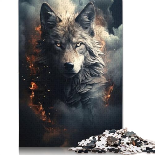 Wolf on Dark Puzzle-Spielzeug für Erwachsene, Lernspiel, Puzzlespiele für Erwachsene für Frauen und Männer, 1000 Teile (75 x 50 cm) von QBIREX