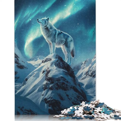Wolfs Northern Light Vigil Puzzle 1000 Teile Schwer Puzzle Spielzeug Pädagogisches Spiel Impossible Herausforderungsspielzeug Für Erwachsene Und Kinder Ab 14 Jahren 1000pcs (75x50cm) von QBIREX