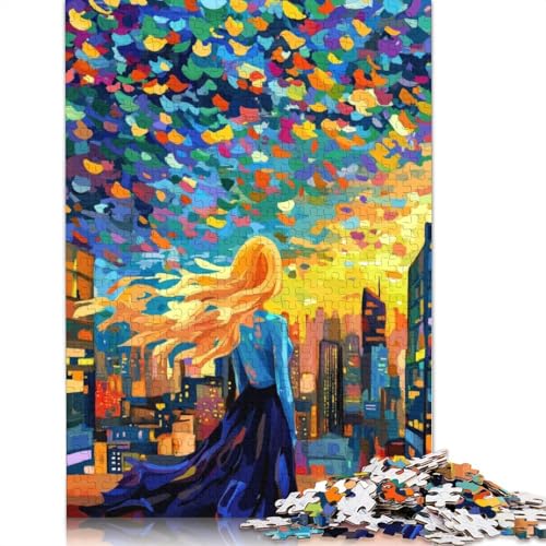 Woman in Cityscape Puzzles 1000 Teile Schwer Puzzle Spielzeug Lernspiel Impossible Herausforderung Spielzeug Für Erwachsene Kinder 1000pcs (75x50cm) von QBIREX