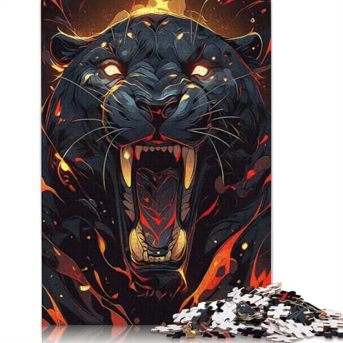 Wütender Jaguar-Puzzle, 100% recycelter Karton, 100% recycelter Karton, Puzzle für Jungen oder Mädchen, 1000 Teile (75 x 50 cm) von QBIREX