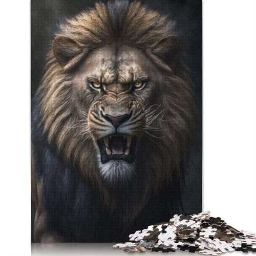 Wütender Löwe, 1000-teiliges Puzzle, ab 18 Jahren, Lernspiele, Puzzles für Erwachsene, für Frauen, für Kinder ab 12 Jahren, 1000 Teile (75 x 50 cm) von QBIREX